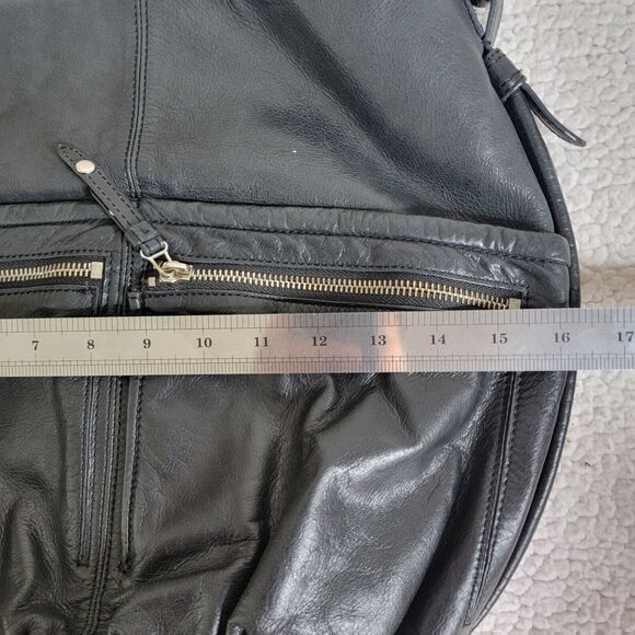 Vintage Olivia Harris Women's Leather Round Hobo Bag Black Y2K Shoulder Purse - Picture 4 of 12